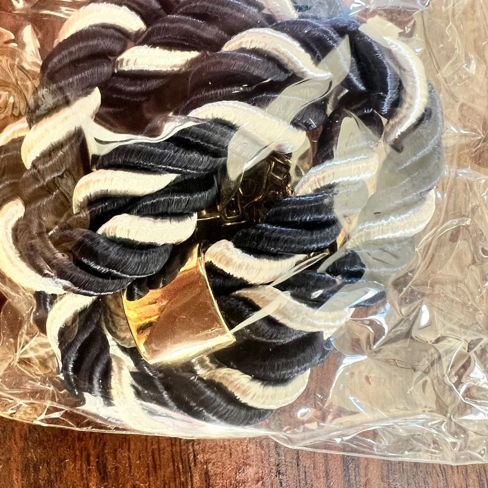Avon Nautical Anchor Cord Bracelet NOS in Box Navy White Rope w/ Gold Anchor‎
